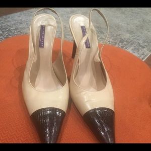 Two tone sling back heels